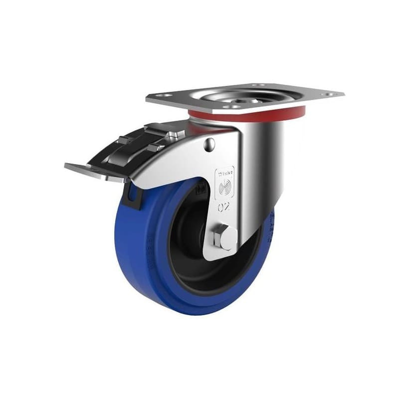 Roulettes série élastique bleu roulette élastique ø 125 mm platine pivot frein 1 pièce(s) - prodif somec rhones alpes