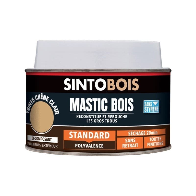 Mastic bois standard bi-composant mastic à bois chêne clair chêne clair manuelle oui bois et dérivés non intérieur et extérieur polyester bâtiment 30