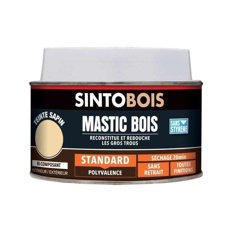Mastic bois standard bi-composant mastic à bois sapin manuelle oui bois et dérivés non intérieur et extérieur polyester sapin bâtiment 30 °c 10 °c 6 m