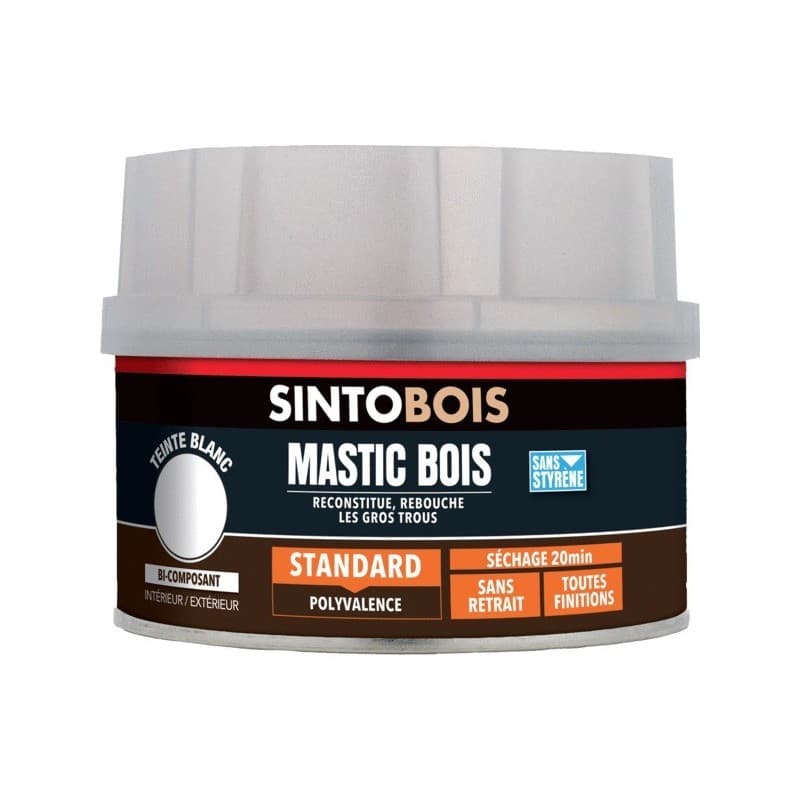 Mastic bois standard bi-composant mastic à bois blanc blanc manuelle oui bois et dérivés non 1 pot(s) de 198 gramme(s) intérieur et extérieur polyeste