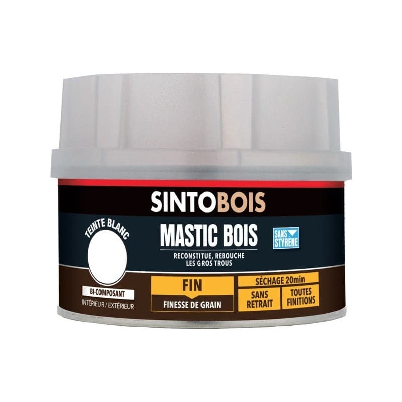 Mastic bois standard bi-composant mastic à bois fin blanc 1 pot(s) de 600 millilitre(s) - sinto