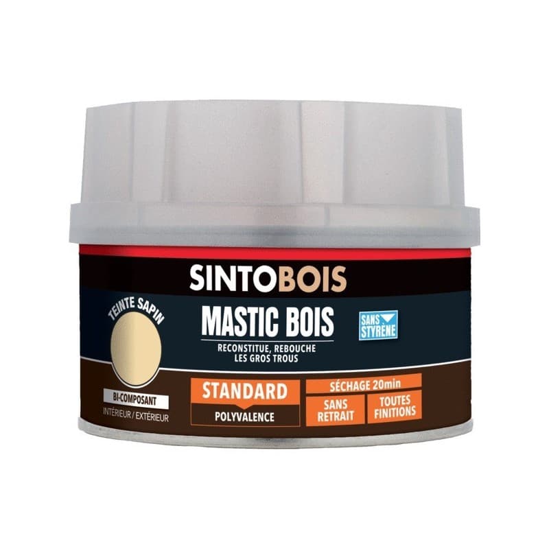 Mastic bois standard bi-composant mastic à bois sapin manuelle oui bois et dérivés non 1 pot(s) de 198 gramme(s) intérieur et extérieur polyester sapi