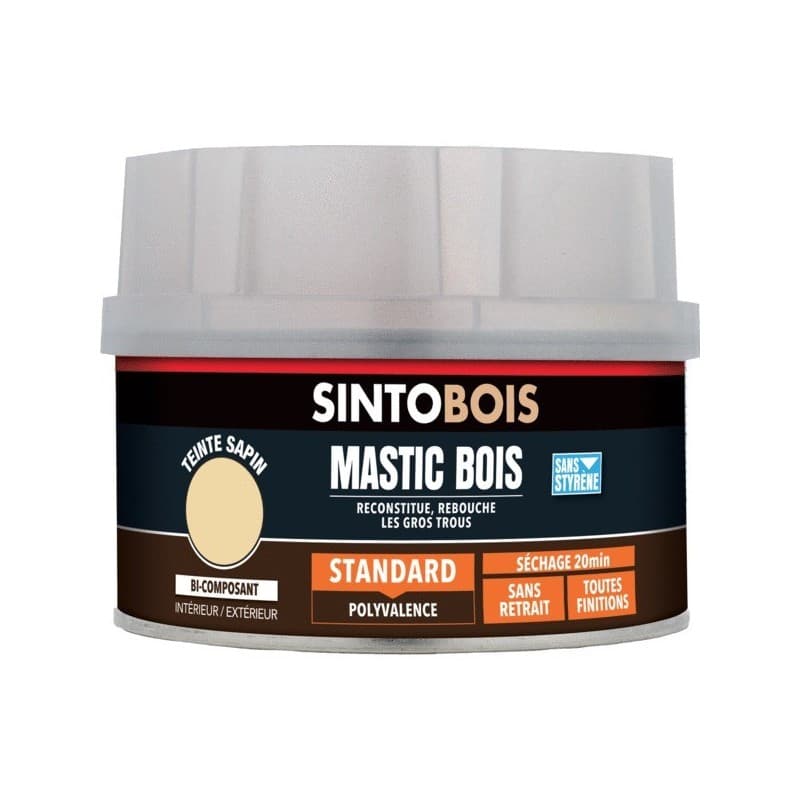Mastic bois standard bi-composant mastic à bois sapin manuelle oui bois et dérivés non intérieur et extérieur 1 pot(s) de 580 gramme(s) polyester sapi