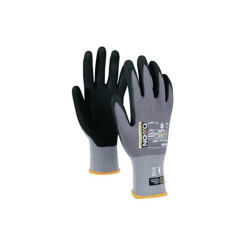 Lot gant flexible advanced 1900 ox-on 1 carton(s) de 12 paire(s) gant flexible advanced 1900 taille 10 noir/gris clair - ox-on