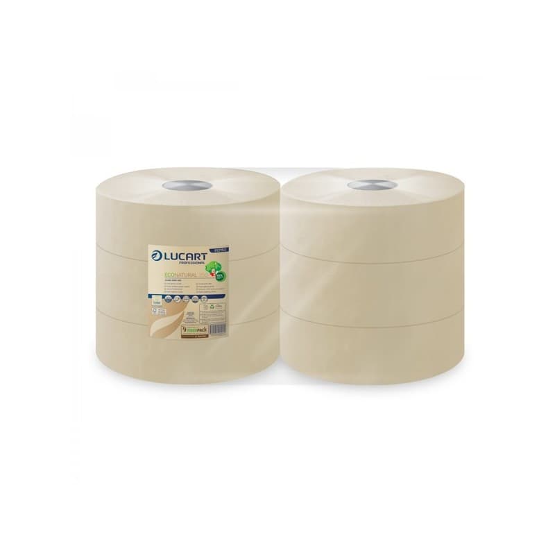 Papier toilette econatural maxi jumbo 1 lot(s) de 6 rouleau(x) havane rouleau pour distributeur 1458 2 fibres recyclées gaufrée 6.3 cm papier toilette