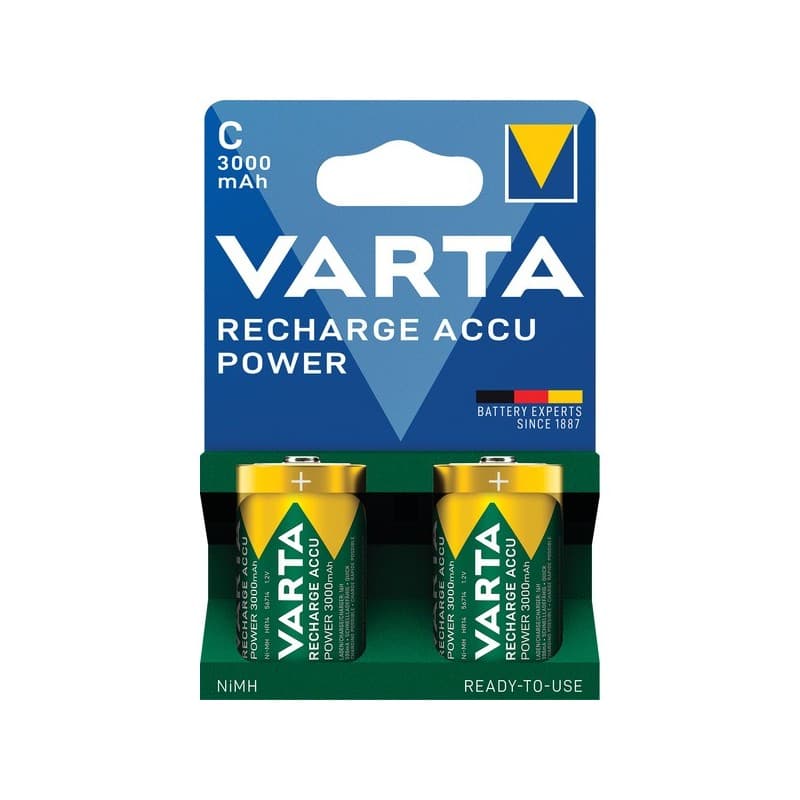 Piles rechargeable power accu piles rechargeables lr14 / c / 3000 mah power accu rechargeable (nickel métal hydrure) lr14 / c 1 blister(s) de 2 pièce(