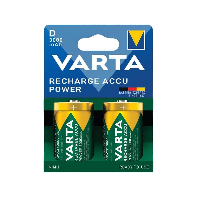 Piles rechargeable power accu piles rechargeables lr20 /  d / 3000 mah power accu lr20 / d 1 blister(s) de 2 pièce(s) - varta