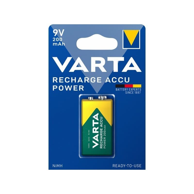 Piles rechargeable power accu pile rechargeable 9v / 200 mah power accu 9v rechargeable (nickel métal hydrure) 1 pièce(s) - varta