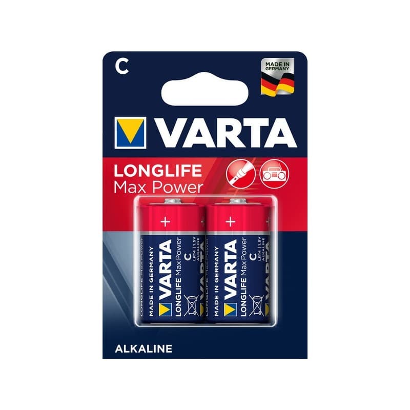 Piles alcaline longlife max power piles alcalines longlife max power lr14 / c 1 blister(s) de 2 pièce(s) - varta