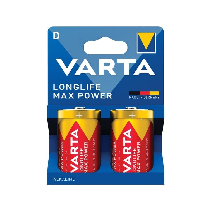 Piles alcaline longlife max power piles alcalines longlife max power lr20 / d lr20 / d 1 blister(s) de 2 pièce(s) - varta