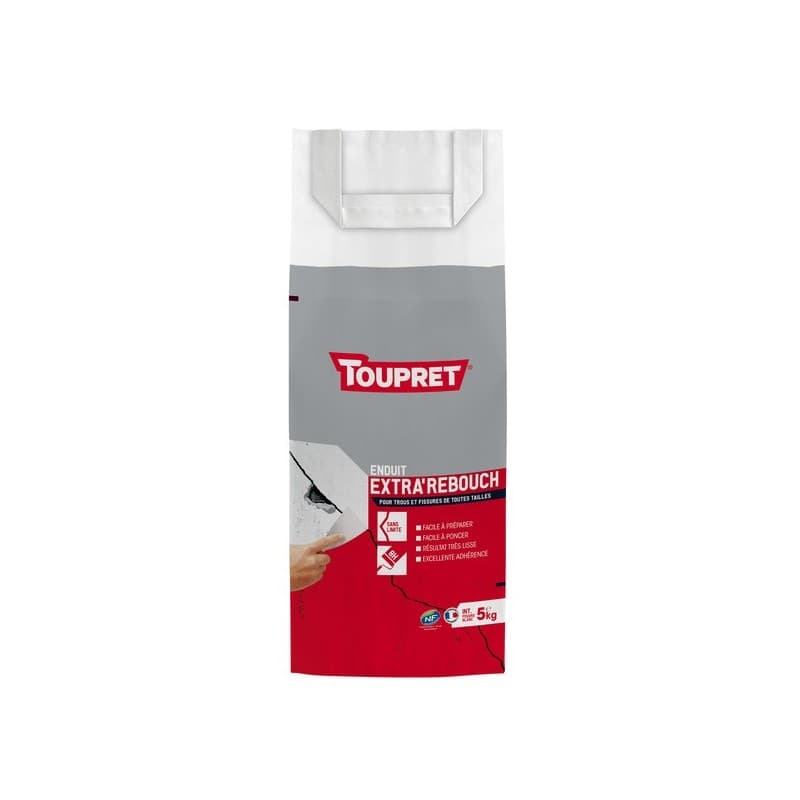 Enduit extra'rebouch en poudre 8 heure(s) enduits extra'rebouch en poudre 1 sac(s) de 5 kilogramme(s) rebouchage poudre multisupport - toupret