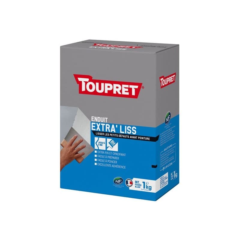 Enduits de lissage extra'liss en poudre 8 heure(s) 1 sac(s) de 1 kilogramme(s) lissage poudre multisupport enduits de lissage extra'liss en poudre - t
