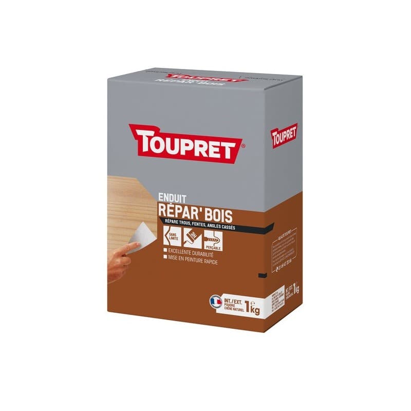 Enduit repar'bois en poudre 3 heure(s) enduit repar'bois en poudre 1 sac(s) de 1 kilogramme(s) rebouchage poudre bois, multisupport - toupret