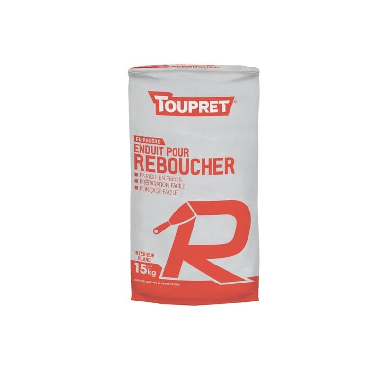 Enduits extra'rebouch r en poudre 8 heure(s) enduits extra'rebouch r en poudre 1 sac(s) de 15 kilogramme(s) rebouchage poudre multisupport - toupret