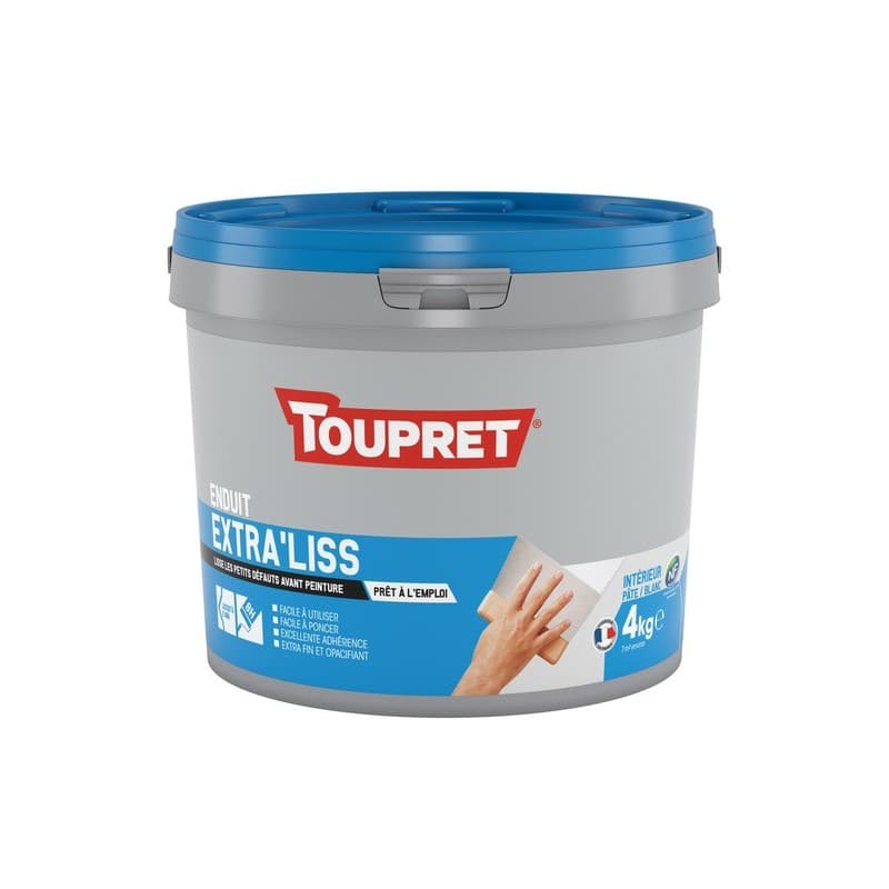 Enduit de lissage extra liss en pâte enduit de lissage extra liss en pâte 8 heure(s) 1 pot(s) de 4 kilogramme(s) pâte lissage ancien fond peint, béton