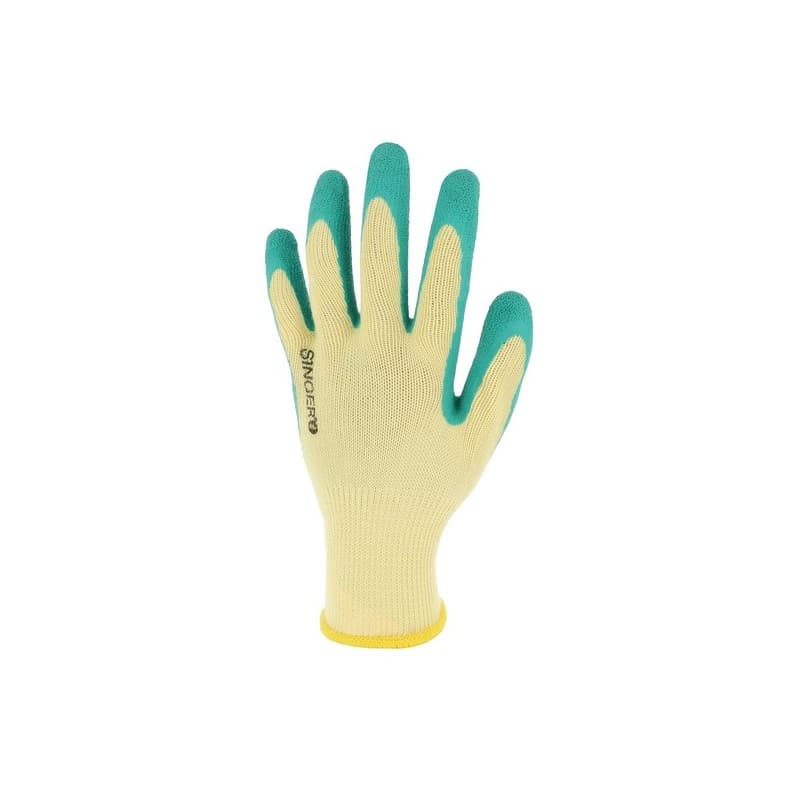 Gant enduit latex polyester jauge 10 9 latex, polyester oui agressions mécaniques, chaleur et feu 1 paire(s) jaune, vert gant tricoté enduit latex ver