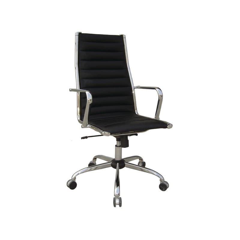Fauteuil de direction piètement chromé noir 15 kg 1 pièce(s) polyuréthane fixe 570 mm 580 mm fauteuil de direction à dossier haut - pu noir / chrome 1