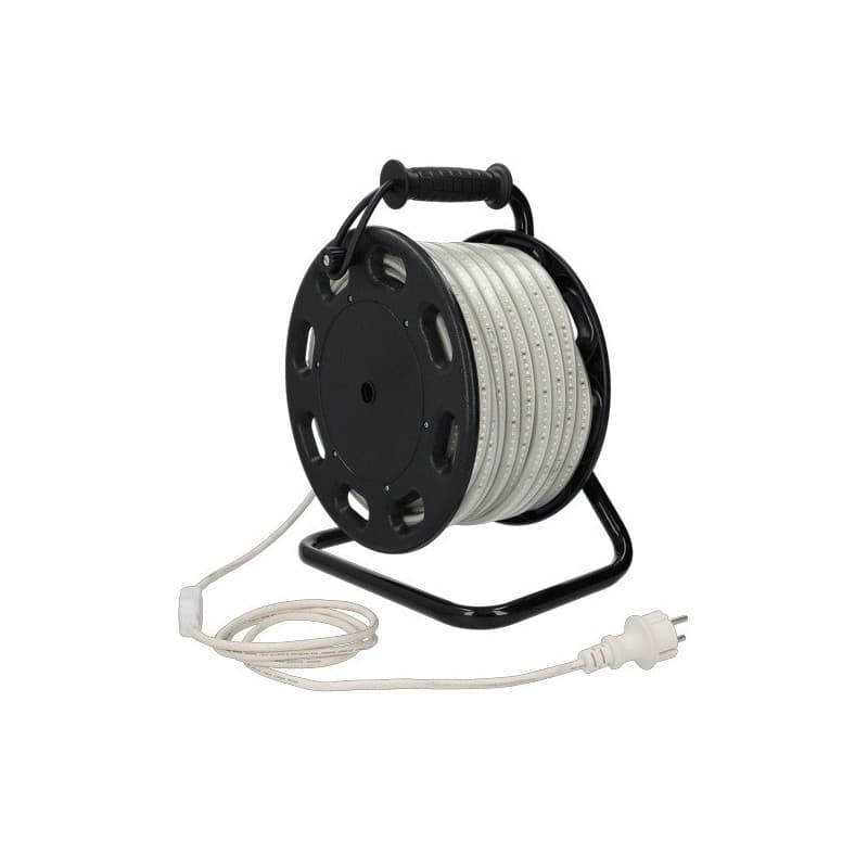 Ruban led 25 m sur enrouleur série f 6500 °k 30000 heure(s) 25.00 m 1 pièce(s) blanc froid 250 w 230 v h05rn-f 2g1mm² 1.00 m sur enrouleur ruban led 2