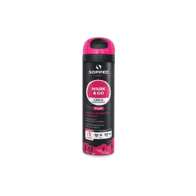 Traceur éphémère fluorescent mark & go rose 1 aérosol(s) de 500 millilitre(s) 0.5 litre(s) 2 mois multi-supports traceur chantier mark & go cerise - s