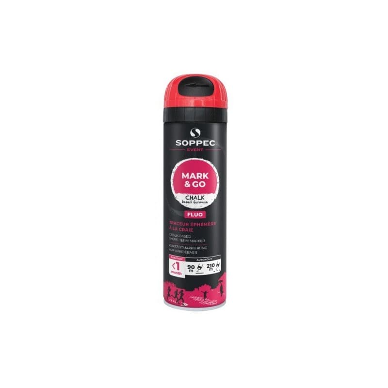 Traceur éphémère fluorescent mark & go rouge 1 aérosol(s) de 500 millilitre(s) 0.5 litre(s) 2 mois multi-supports traceur chantier mark & go rouge - s