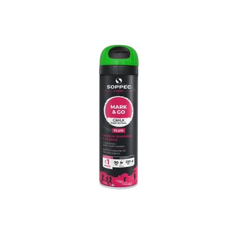 Traceur éphémère fluorescent mark & go vert 1 aérosol(s) de 500 millilitre(s) 0.5 litre(s) 2 mois multi-supports traceur chantier mark & go vert - sop