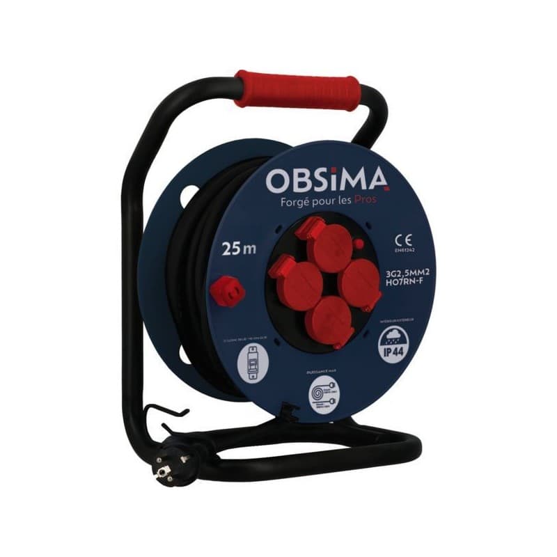 Enrouleur obsima ho7rn-f3g2.5 1 pièce(s) 40.00 m 1200 w 3g2,5mm² 4 h07rn-f 230 v enrouleur obsima 40m ho7rn-f3g2.5 - obsima
