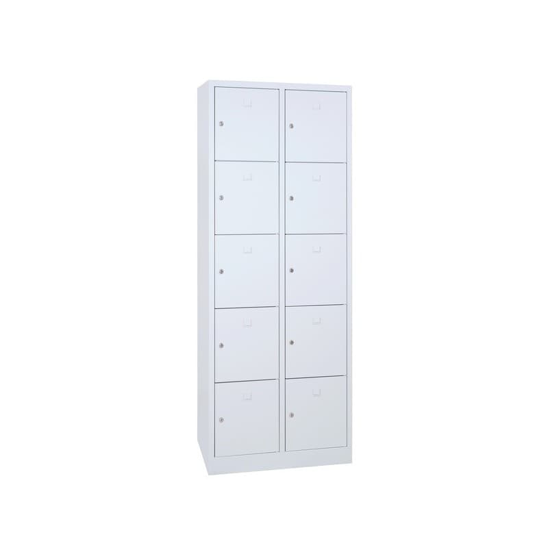Casier scolaire métallique monobloc gris 1 pièce(s) casier scolaire 2 x 5 cases 30 cm 1800 x 600 x 500 mm - gris 600 mm métal 500 mm 1800 mm sans 30 m