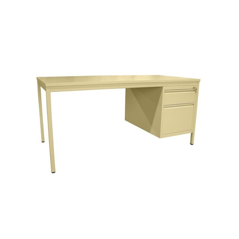 Bureau demi-ministre métallique beige 56 kg 2 1 pièce(s) 25 mm métal 800 mm 1600 mm 750 mm droit bureau demi-ministre 2 tiroirs 1600 x 750 x 800 mm -