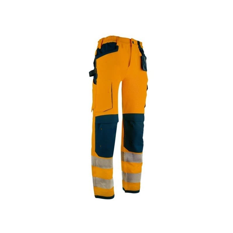 Pantalon haute visibilité fiord 200 - 300 g s 7 et plus pantalon 1 pièce(s) polyamide / élasthanne , polyester recyclé classe 1, classe 2 bleu, orange