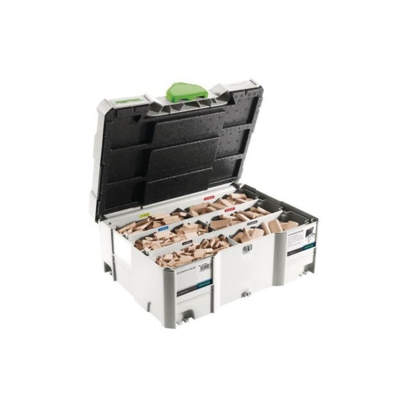 Assortiment domino hêtre assortiment de dominos 5 tailles 1 coffret(s) de 1060 pièce(s) - festool