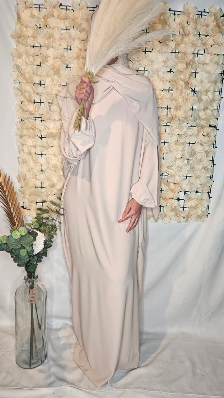 Abaya Hijab Intégré 1m80 Beige clair