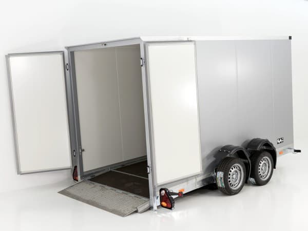 Koffer-Absenkanhänger Vezeko 157x343cm Höhe:190cm 2,7t|weiß