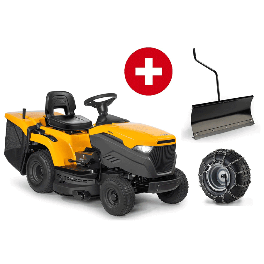 stiga rasentraktor estate 598 winterpaket mit schneeschild und schneeketten neu