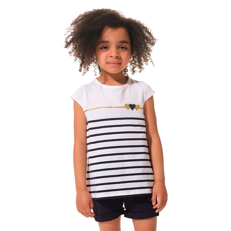 T-shirt HUBLOT Franne Blanc/Marine 4 Ans