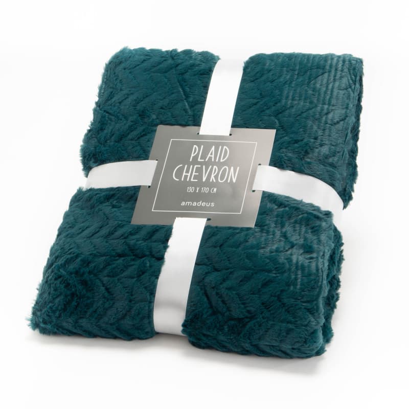 Plaid chevron 130 x 170 Vert foncé