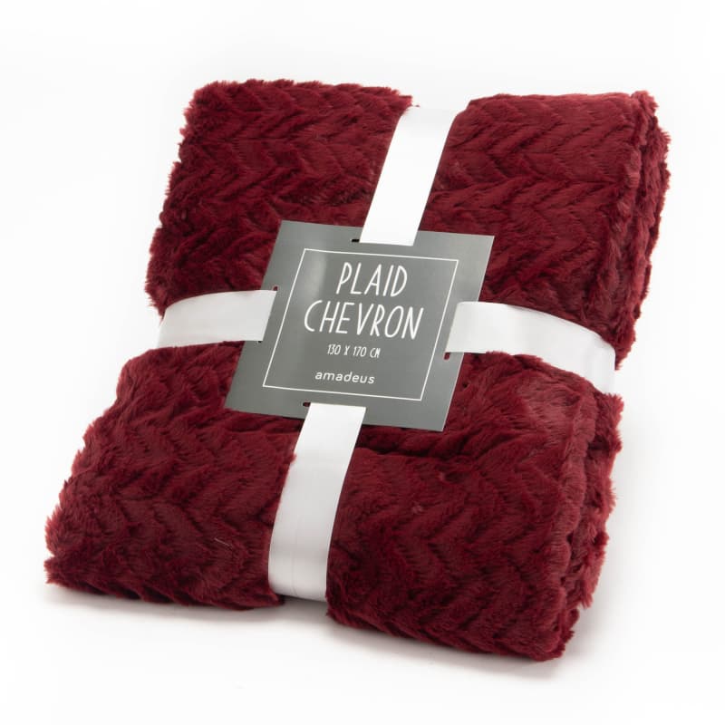 Plaid chevron 130 x 170 Bordeaux