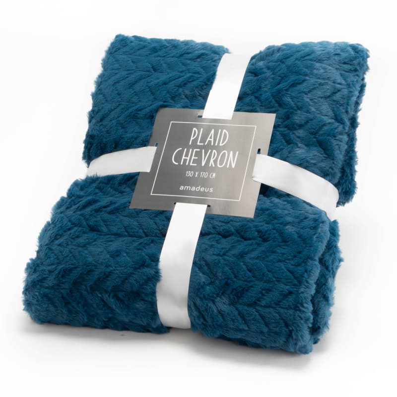 Plaid chevron 130 x 170 Bleu 6