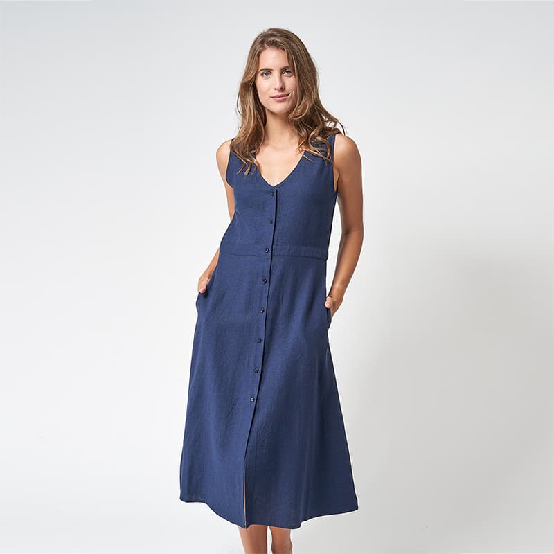 Robe boutonnée BATELA 48 MA Navyblue