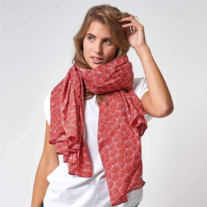 Foulard BATELA Coquilles Rouges Rouge TU