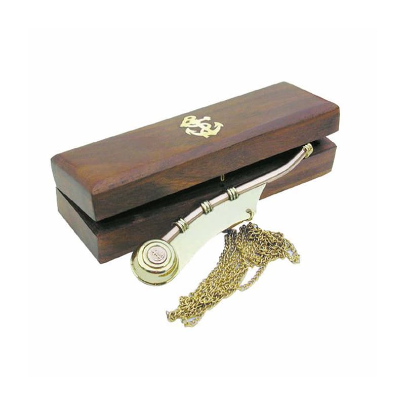 Sifflet de Bosco laiton avec coffret en bois