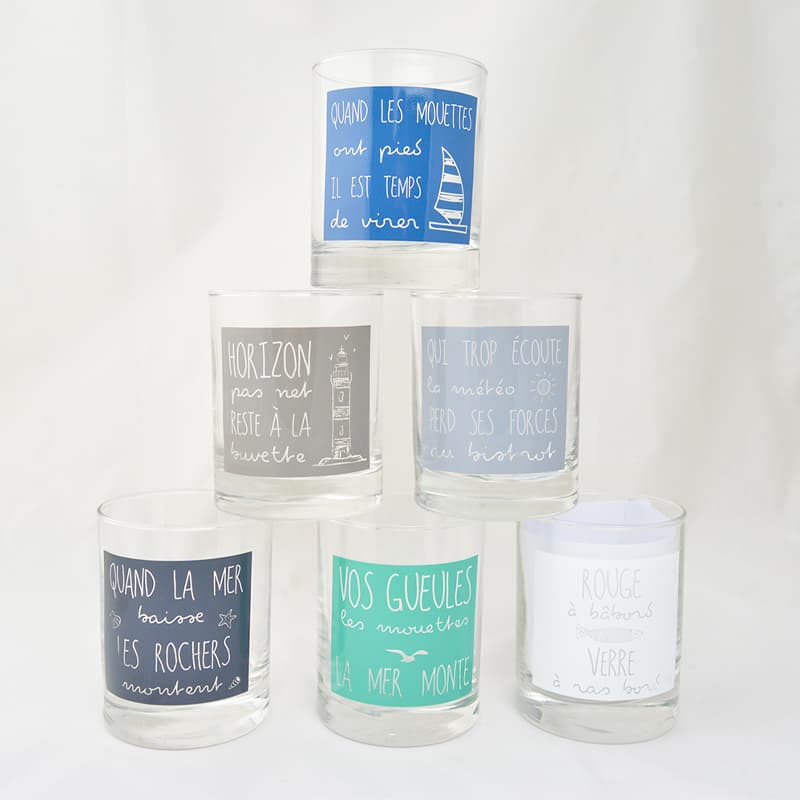 Lot de 6 verres Gina "Proverbes de la mer"