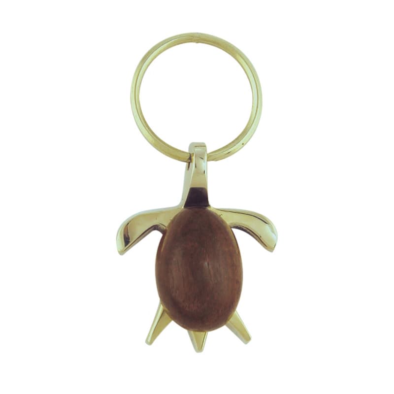 Porte-clés laiton et bois "Tortue"