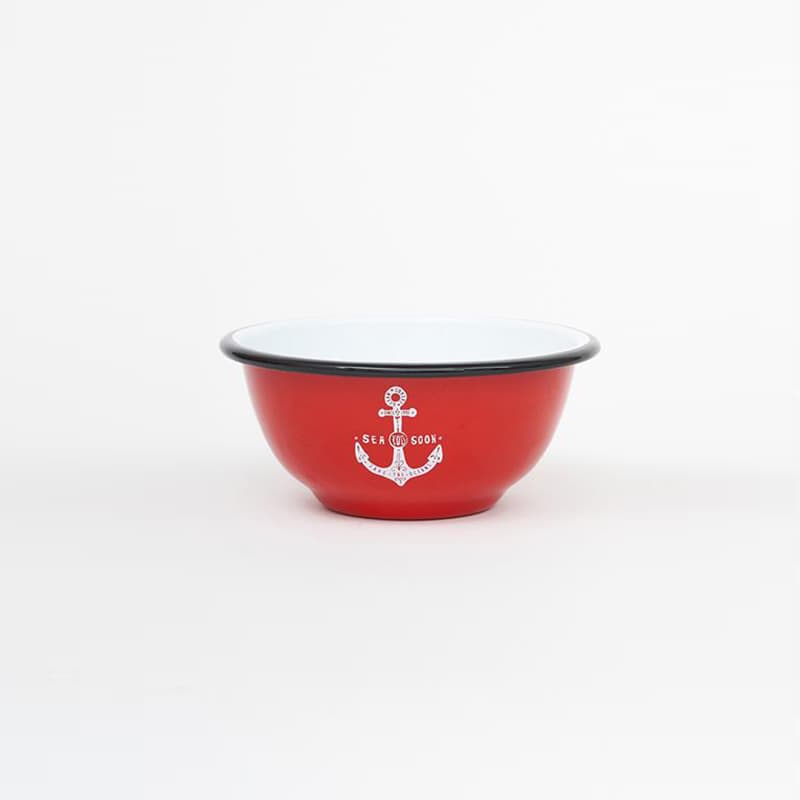 Bol émaillé rouge "Ancre"
