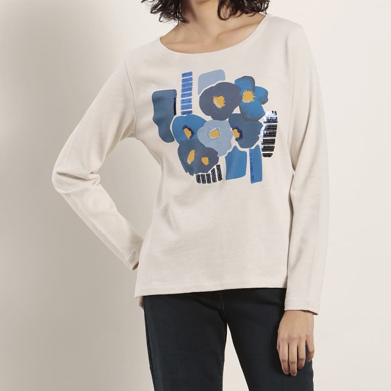 T-shirt MAT DE MISAINE Molito G 38 15IFL Calcaire Imp. Fleurs