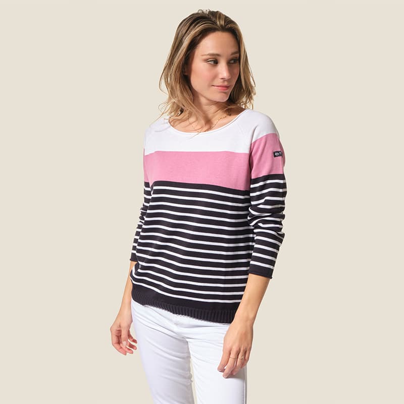 Pull HUBLOT Orchidee L Marine/Blanc/Pinky