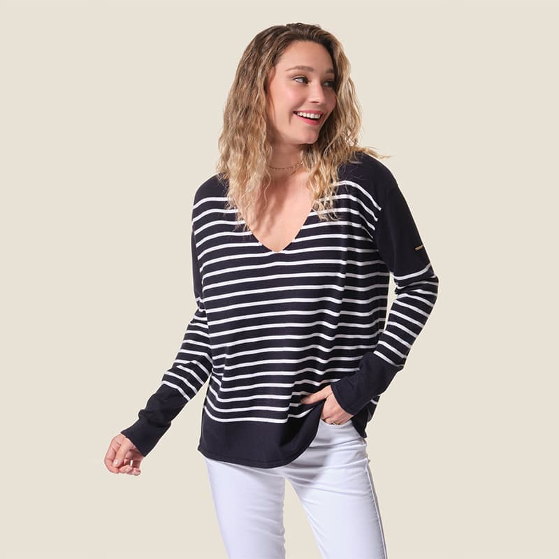 Pull HUBLOT Marise L Marine/Blanc