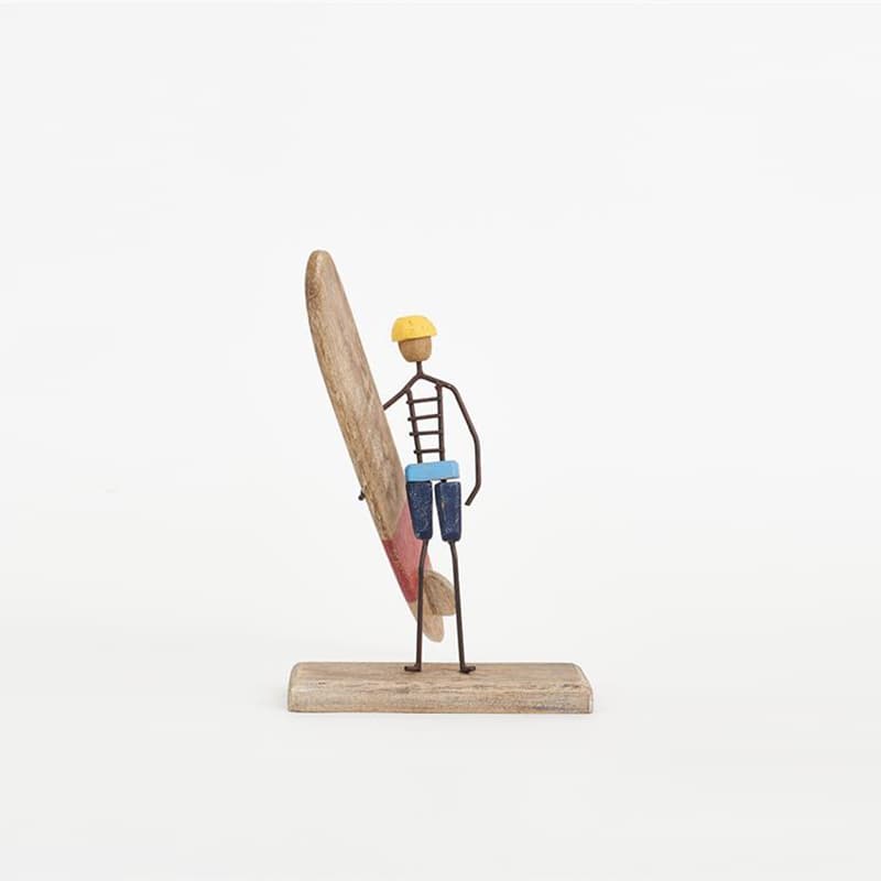 Surfeur en bois et métal "Planche rouge"