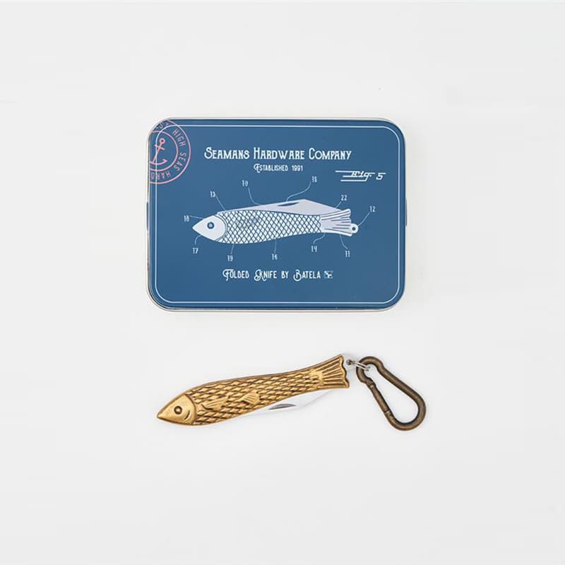 Porte-clés couteau canif laiton "Poisson"