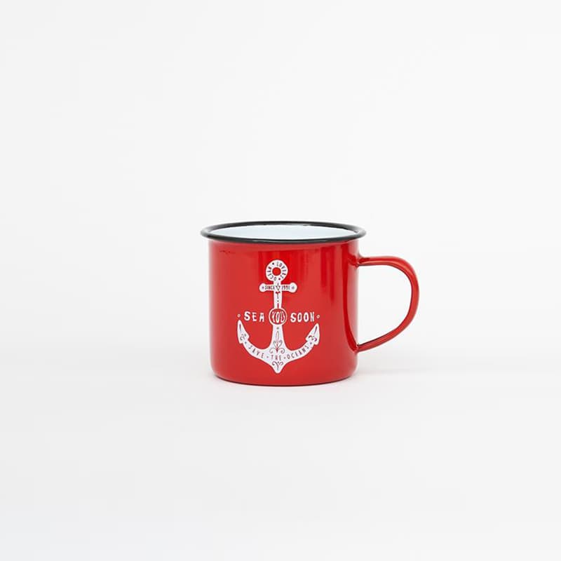 Mug émaillé rouge "Ancre"