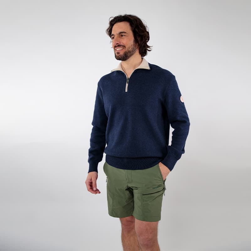 Pull camionneur ROYAL MER Albin 2XL Bleu Moyen Chiné/Craie